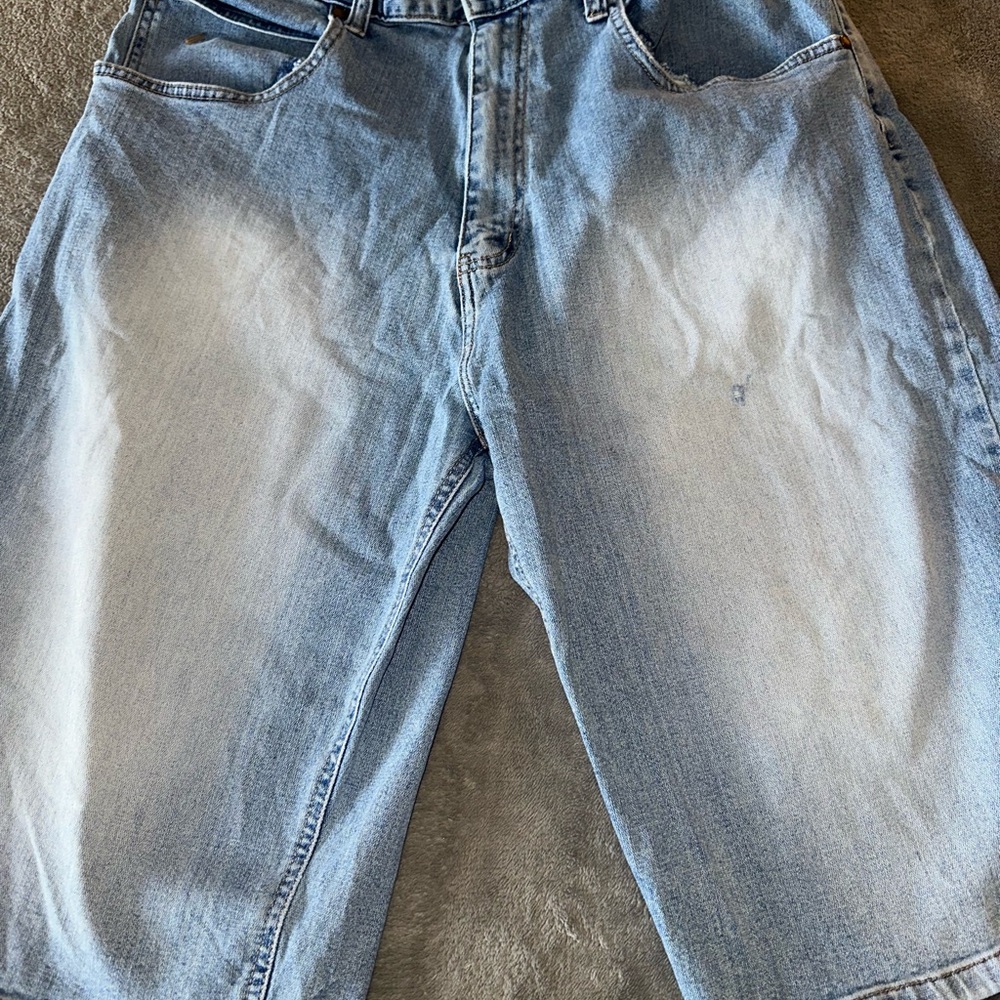 Faded Y2K Webs Blue Denim Men's baggy jorts